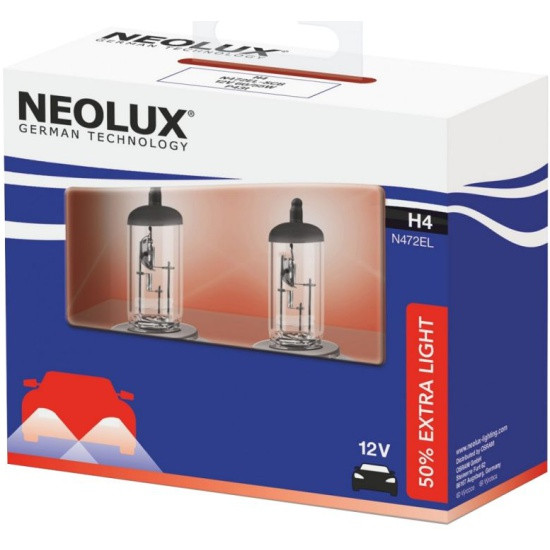 Лампа автомобильная NEOLUX H4 65W P43t-38+50% Extra Light (бокс, 2шт) 12V