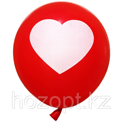 Воздушные шарики (с рис.Сердце на шаре) красные, пакет