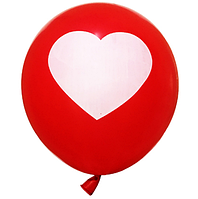 Воздушные шарики (с рис.Сердце на шаре) красные, пакет