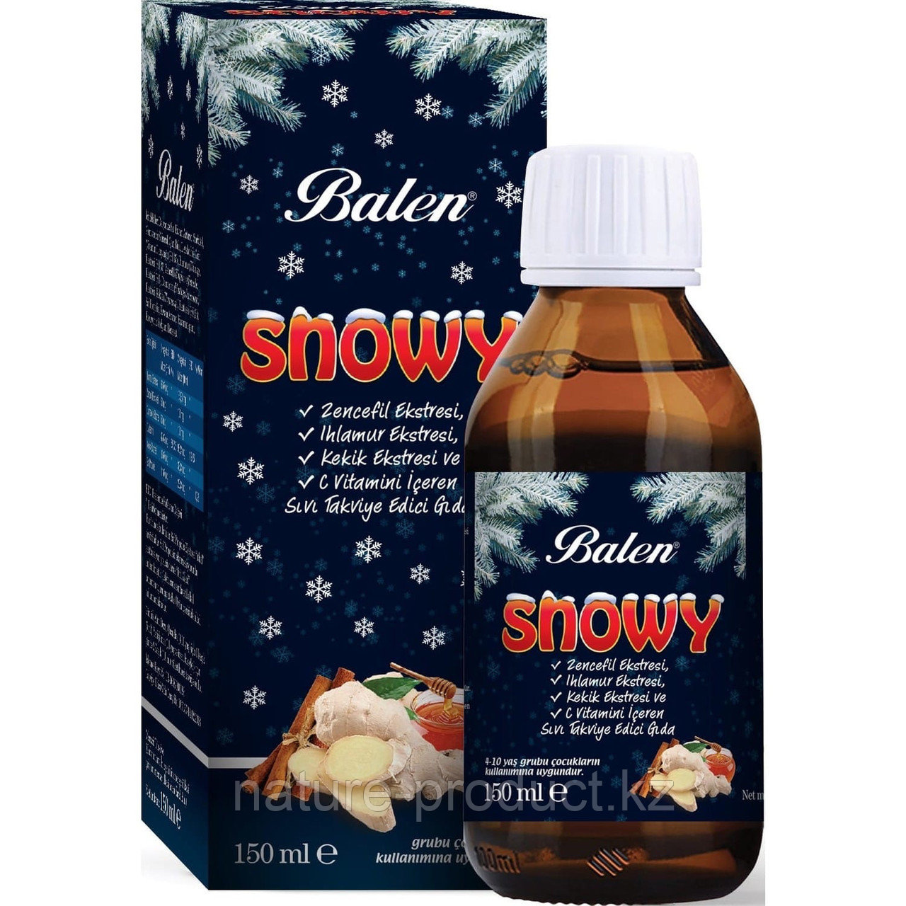 Сироп Balen Snowy, содержащий экстракт имбиря, экстракт липы, экстракт тимьяна и витамин C 150мл