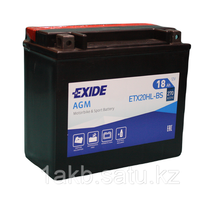 Аккумулятор EXIDE 18 Ач ETX20HL-BS - фото 1 - id-p67388507