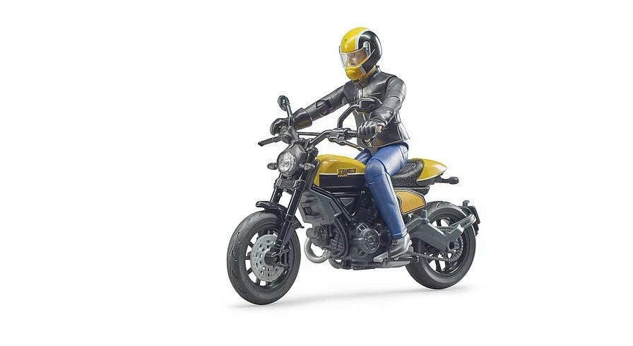 Bruder Мотоцикл жёлтый Scrambler Ducati с мотоциклистом