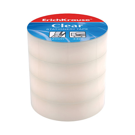 Пакет клейких лент ErichKrause® Clear, 12ммх33м (4 ленты), фото 2