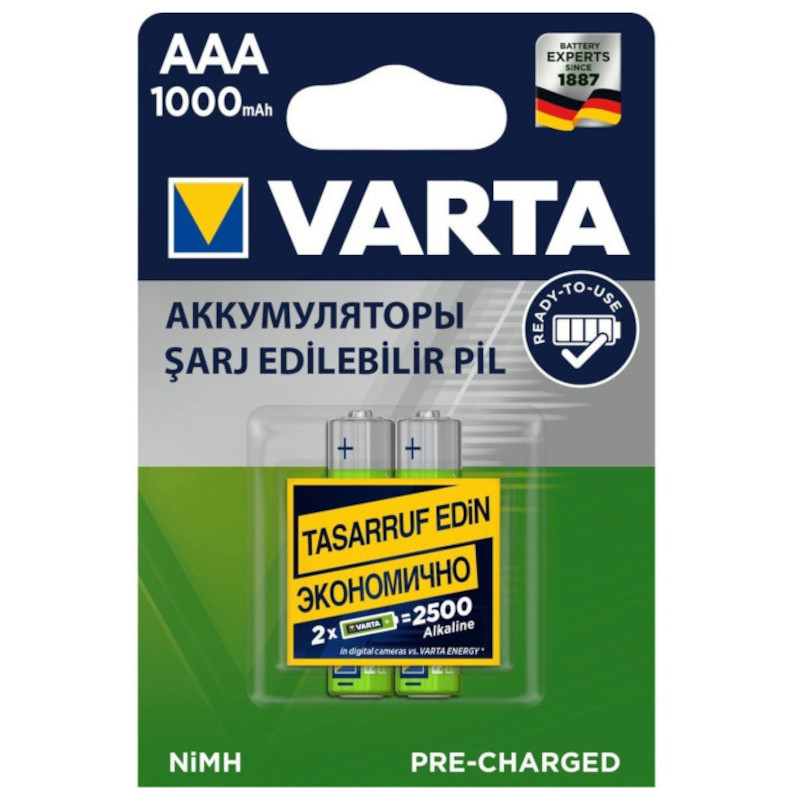 Аккумуляторы VARTA AAA 1000 mAh, 2шт