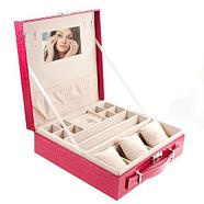 Кейс-шкатулка для ювелирных украшений «Драгоценный чемоданчик» с зеркалом и замочком (Розовый), фото 8