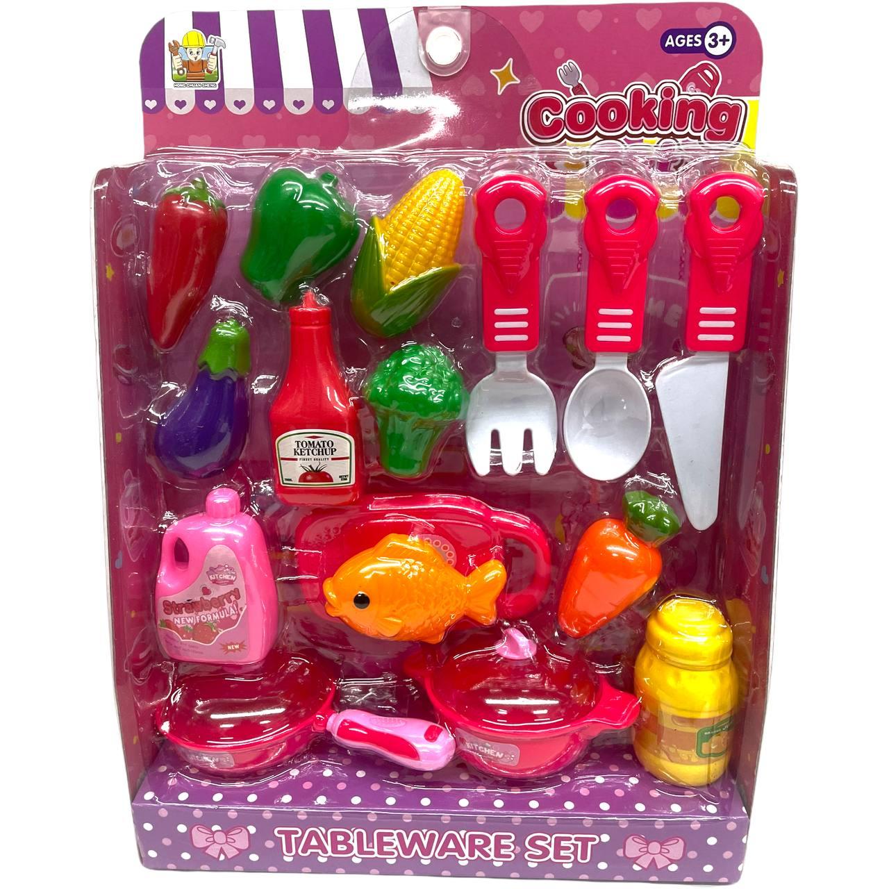 698-21 Кухня с посудой и овощами на картонке Cooking Table 30*22см