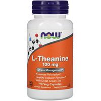 L-теанин, 100 мг, 90 растительных капсул Now Foods