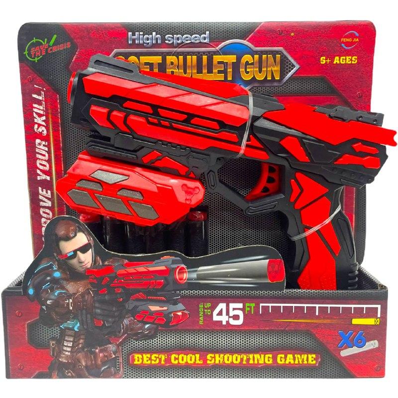 FJ801 Бластер Soft Bullet Gun с черно-красными. мягкие патроны 21*20см