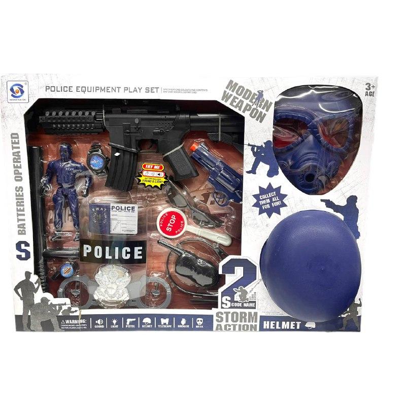HSX-037 Полицейский набор с каской+маска Police Equipment 14 предметов 62*44см - фото 1 - id-p96519924