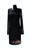Женское Вечернее Коктейльное Ажурное Платье Двойка Черное Прямое 40-42