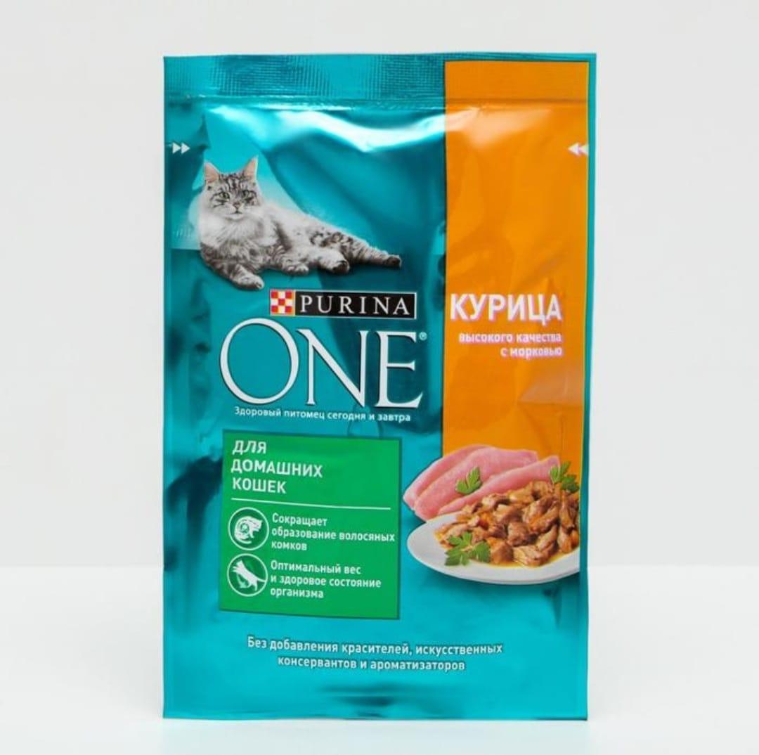 Purina one (Пурина Уан) Влажный корм для домашних кошек, с курицей, 75 г, фото 1