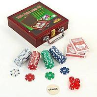 "Poker Game Set" ағаш қаптағы покер ойынына арналған жиынтық (100 фишка)