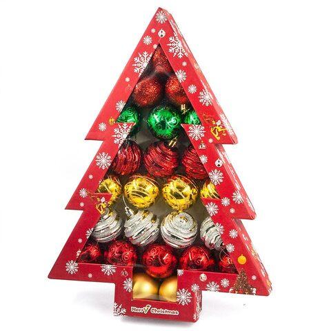 Набор из 24 новогодних шаров в подарочной коробке «Ёлочка» - фото 1 - id-p96542527