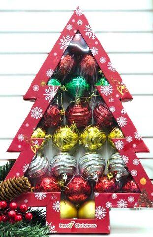 Набор из 24 новогодних шаров в подарочной коробке «Ёлочка» - фото 3 - id-p96542527