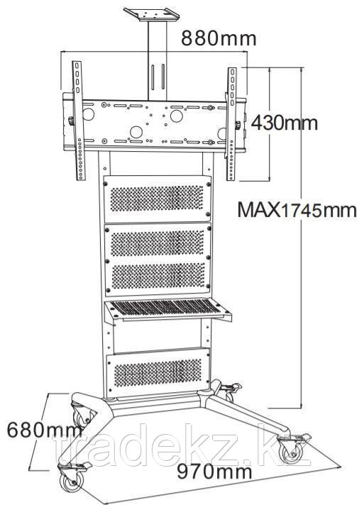 Мобильная стойка для телевизора от 32" до 75" Wize Pro M75 до 120 кг - фото 2 - id-p95888227