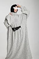 Длинное женское платье вязанный трикотаж с ремнем эко кожа