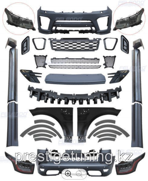 Рестайлинг комплект на Range Rover Sport 2013-17 дизайн 2018 SVR - фото 4 - id-p96545713