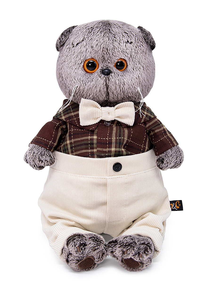 Мягкая игрушка Кот Басик в рубашке и вельветовых брюках, 22 см - фото 1 - id-p96521296