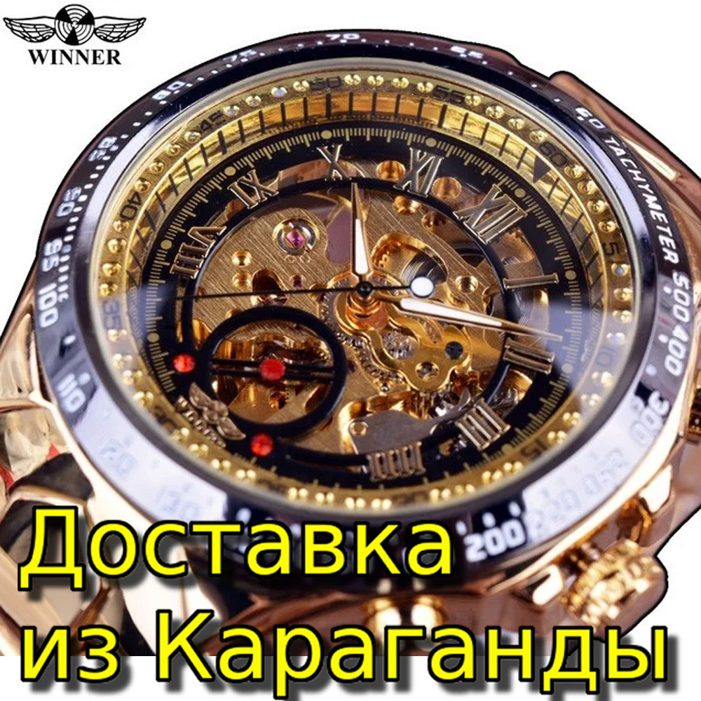 Часы мужские механические скелетон с автозаводом Winner GMT886-1