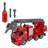 Пожарная машина с водомётом разборная инерционная, 30 см, звук, свет, фото 1