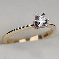 Золотое кольцо с бриллиантом 0,19Сt SI1/H EX-Cut, фото 1