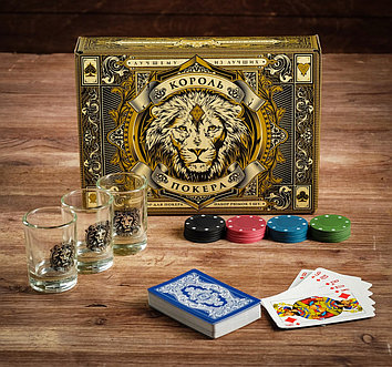 Подарочный набор «Король покера», рюмки, карты для покера, фишки