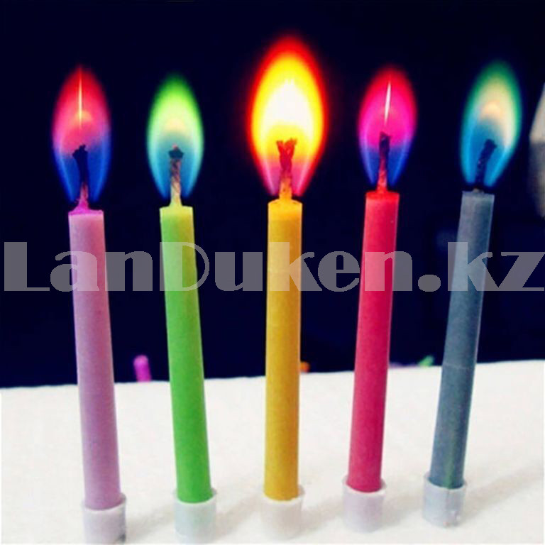 Набор свечей для торта с цветным пламенем 12 штук цветные - фото 8 - id-p96559051