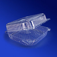 Kazakhstan Контейнер пластиковый 2600мл БОПС прозрачный с нераздельной крышкой 18,0х18,0х8,0см 160 шт/кор