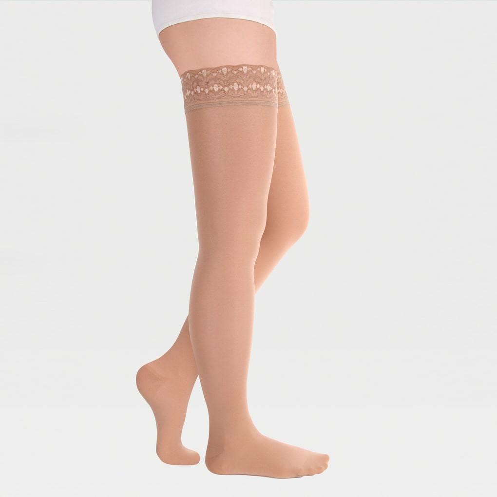 ID-301 Компрессионные чулки (женские, закрытый носок, ажурная резинка), бежевый - фото 1 - id-p96560913