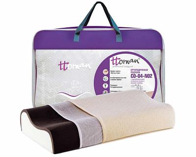 Подушка CO-04-NO.2  ортопедическая с эффектом памяти, карбоновый слой с ионами серебра 56*32 12/10, бежевый