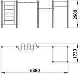 Комплекс турников с шведской стенкой и рукоходом СХ-21, фото 2