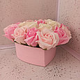 Мыльные розы в коробке "сердце", 19 роз, фото 2