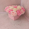 Мыльные розы в коробке "сердце", 19 роз, фото 3