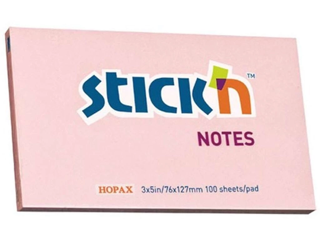 Клейкие листики STICK`N 76 х 127 мм, розовые, 100 листов