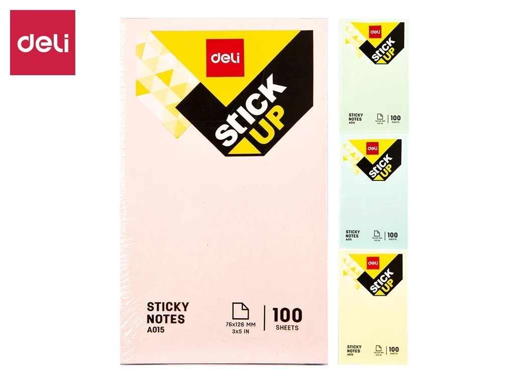 Клейкие листки DELI "Stick Up", 76 х126 мм, ассорти пастельные, 100 листов