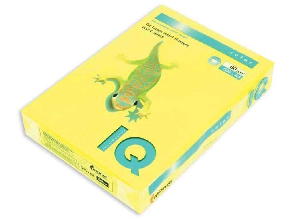 Бумага цветная IQ Color, А4, 80 г/кв.м., 500 л., желтый неон NEOGB