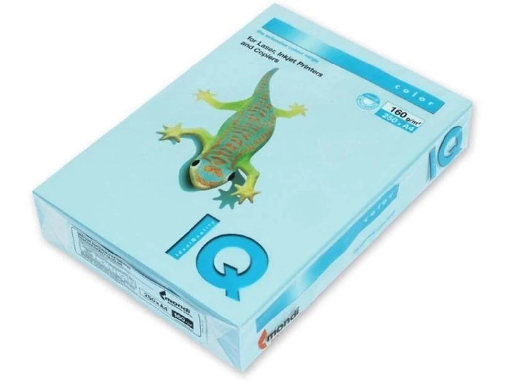 Бумага цветная IQ Color, А4, 160 г/кв.м., 250 л., светло-синий АВ48