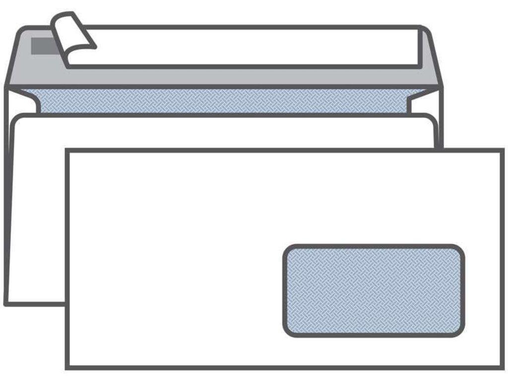 Конверт Е65 KurtStrip (110х220 мм)белый, удаляемая лента, внутренняя запечатка, правое окно 45х90 мм