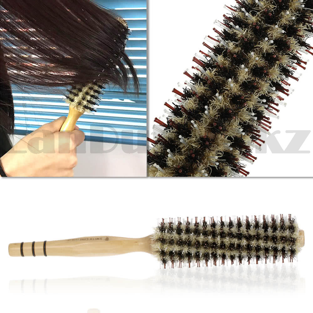 Расческа Брашинг круглая для волос Toni&guy комбинированная щетина диаметром 4.1 см деревянная ручка 14S - фото 5 - id-p96590949