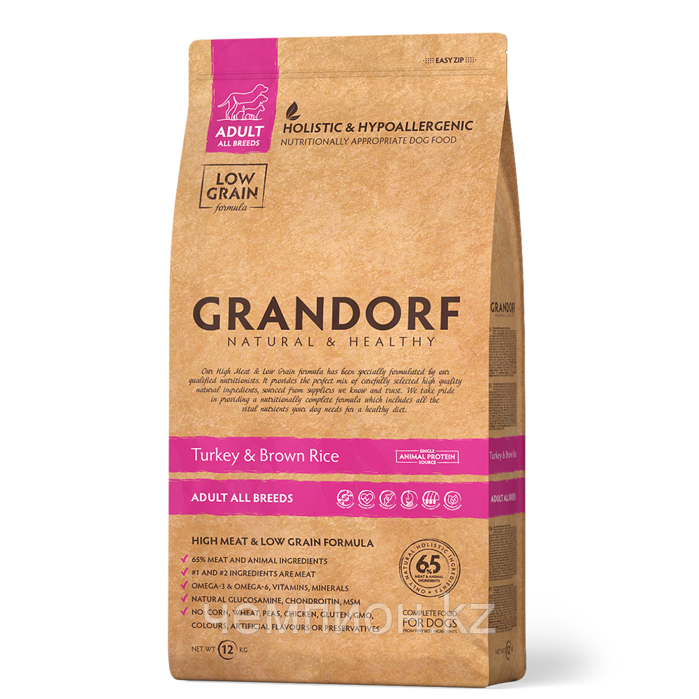 517371 GRANDORF Turkey Adult, Грандорф сухой корм для собак всех пород, индейка с бурым рисом, уп.3 кг.