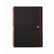 Блокнот OXFORD BLACK'n'RED А4 70л кл. дв.спир,пласт.обл,фикс.рез. 400047654