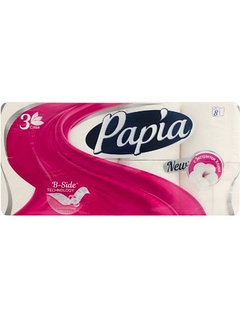 Туалетная бумага Papia Белая 3 слоя 8 шт