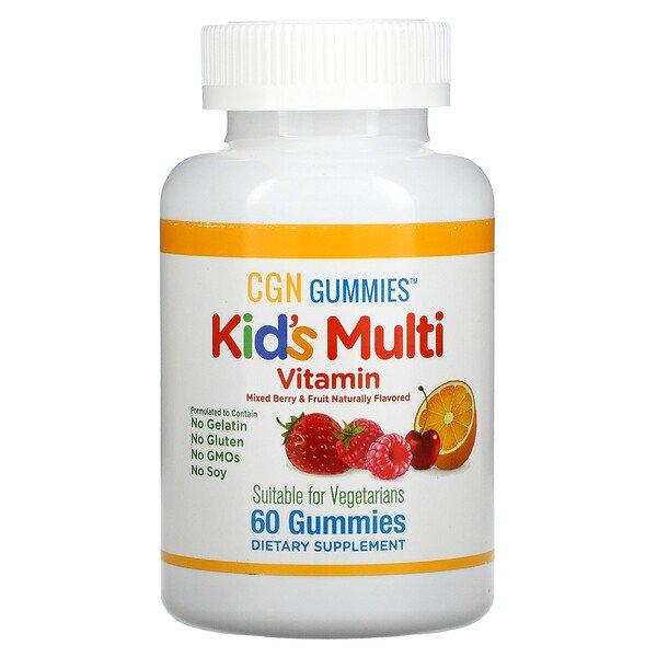 California Gold Nutrition, Поливитамины для детей в жевательных таблетках, без желатина, с ягодным и фруктовым