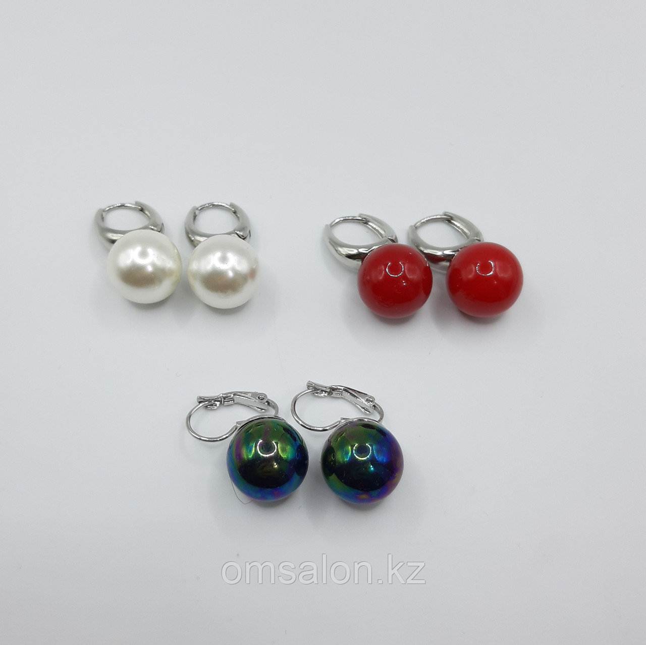 Серьги с жемчугом, кораллом (имитация), фото 1