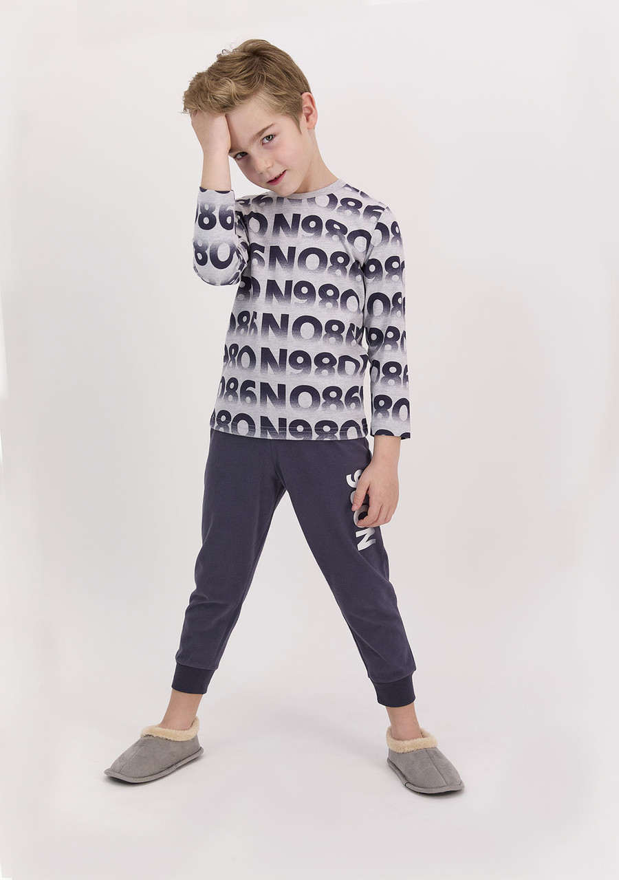 Пижама мальчиковая подростк* 9-10 / 134-140 см, Серый - фото 1 - id-p96459206