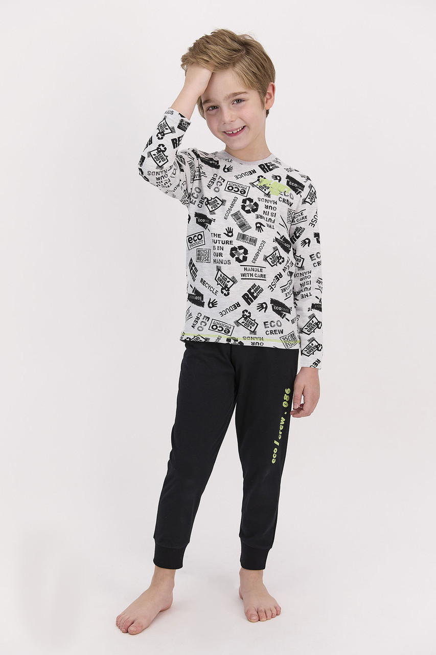 Пижама мальчиковая подростк* 12-13 / 152-158 см, Светло-серый - фото 1 - id-p96459289