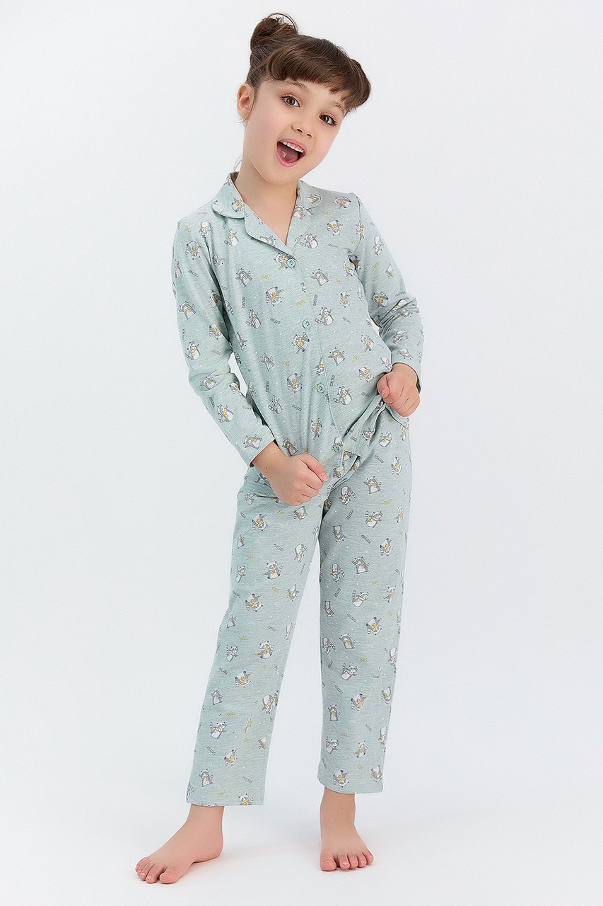 Пижама детская девичья 3-4 / 98-104 см, Зеленый - фото 2 - id-p96323505