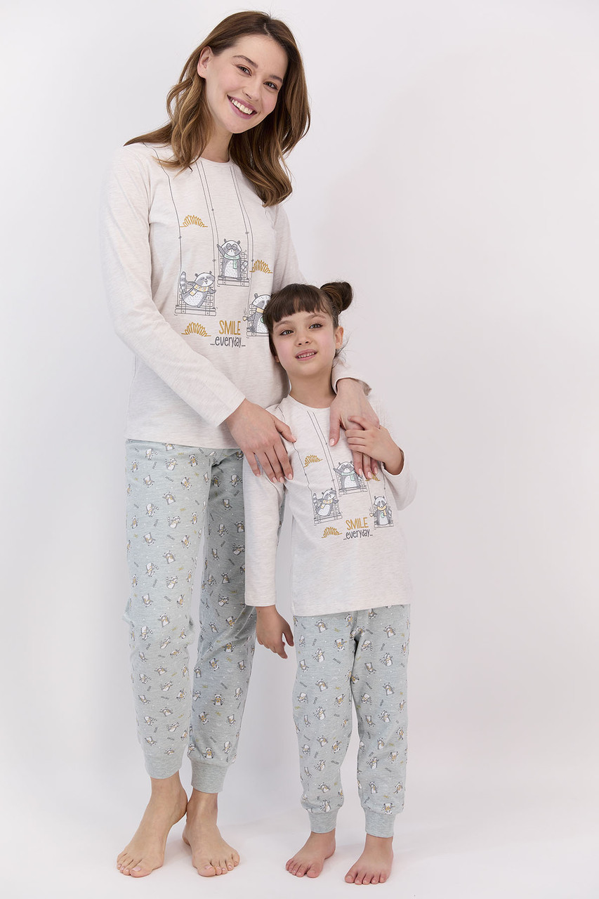 Пижама детская девичья* 3-4/ 98-104 см, Кремовый меланж - фото 3 - id-p96323515
