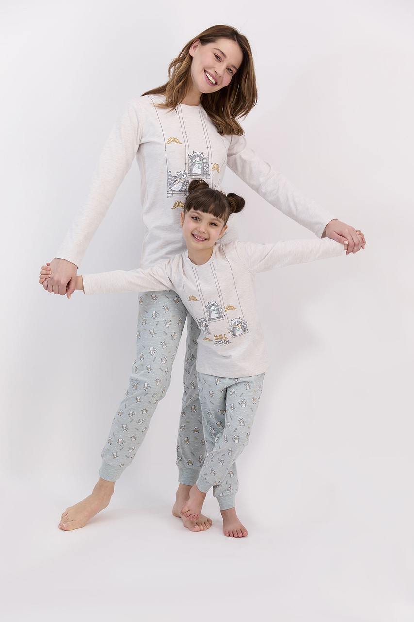 Пижама детская девичья* 4-5 / 104-110 см, Кремовый меланж - фото 3 - id-p96323516