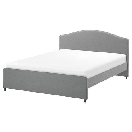 Каркас кровати с обивкой ХАУГА 140х200 Висле серый ИКЕА, IKEA, фото 2